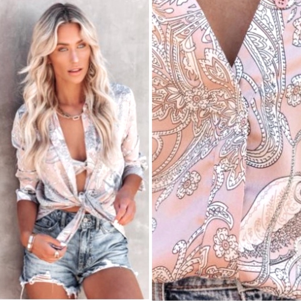 “Best in the West” satin button down top.